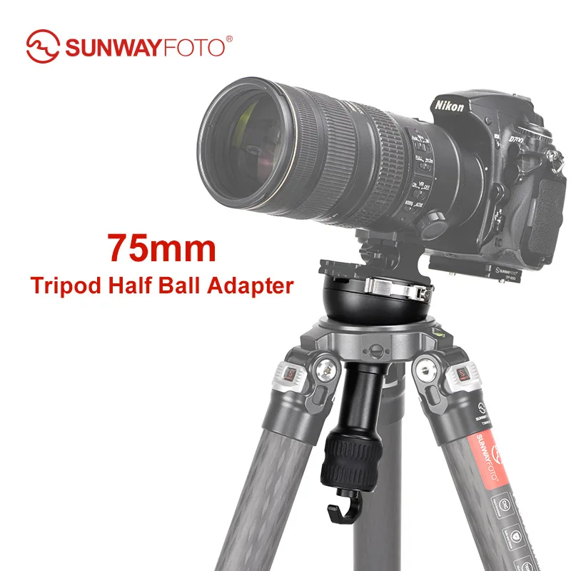 

SUNWAYFOTO TA-75LBP 75mm Half Ball Bowl Adapter Convert Video Bowl Metal with Bubble Level Tripod