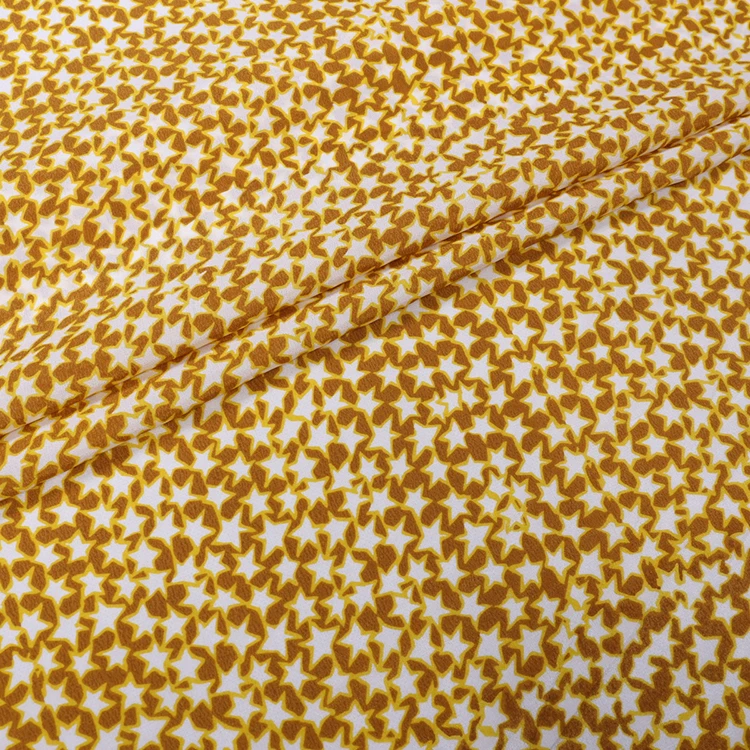 

1 Meter Silk Crepe De Chine Fabric American Summer Five-star Pattern