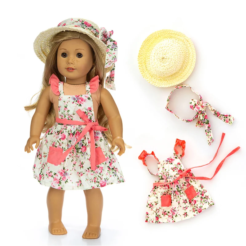 

Born New Baby Fit 17 Inch 43cm Doll Clothes Doll Little Flower Straw Hat Skirt Romper Accessories For Baby Birthday Gift