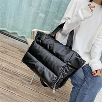 winter large capacity shoulder bag for women waterproof nylon bags space padded cotton feather down large tote female handbags