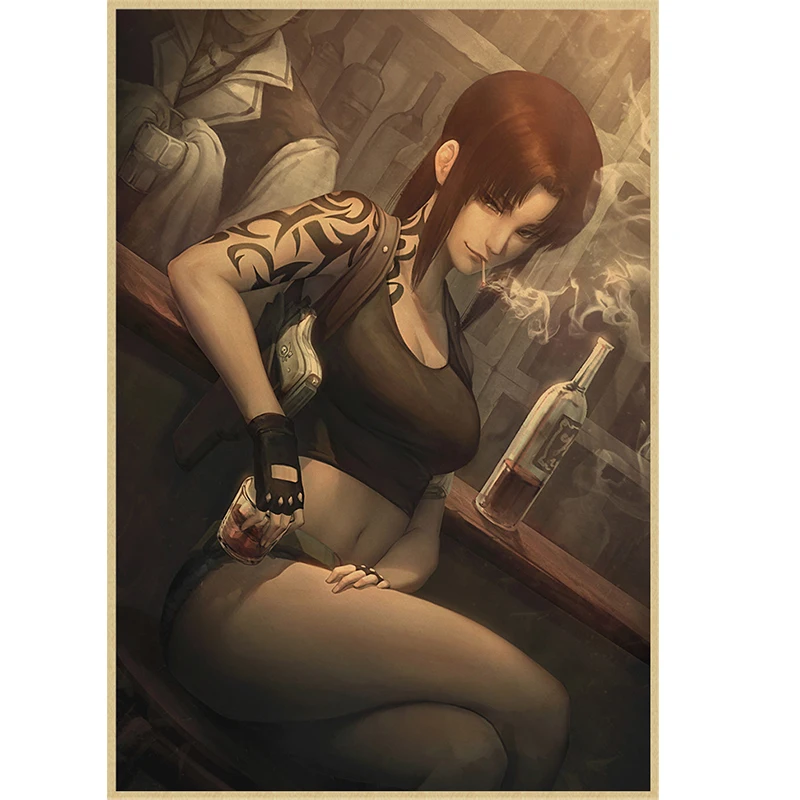 Винтажные постеры с аниме Черная Лагуна для дома бара гостиной Декор