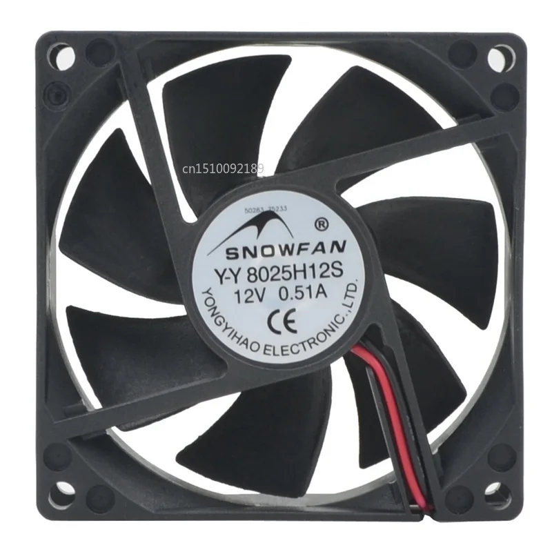 

for YY 8025H12S Oil Sleeve Bearing Axial Cooling Fan DC 12V 0.51A 3W 3500RPM 8025 8cm 80*80*25mm 2 Wires