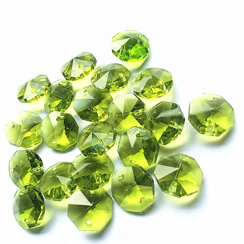 100pcs Top Quality 14mm Multicolor Crystal Octagon Bead In 2 Holes (Free 100 Gold Rings)For Accessories Chandelier Part  Дом и сад