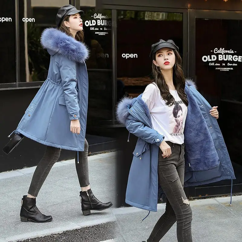 

woman's coat parka Winter 2019 New Tooling Women's Cotton Coat Women's Winter Suit Long Section Plus Velvet Jackets Down Jacke