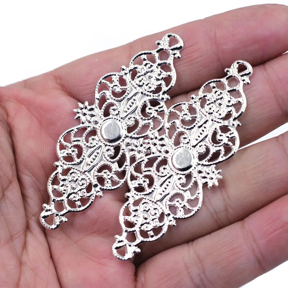 10 шт. Разъемы Украшения из страз с серебряным покрытием филигранные обертки в
