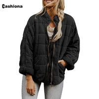cashiona women stand pocket jackets mandarin collar tops outerwear fashion zipper parkas coats mujer 2021 winter warm jacket