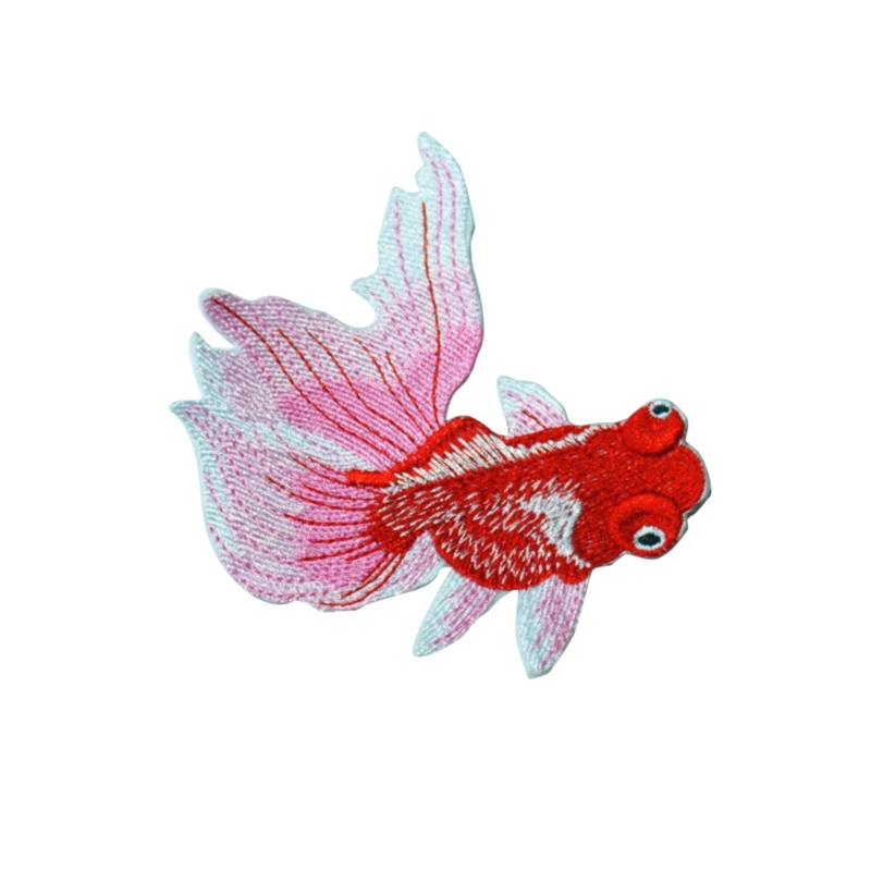 Goldfish Animal Fish Embroidered Patches Chinese Ethnic Style DIY Sewing Patch Embroidery Applique Decorations For Clothes Shoes | Дом и сад