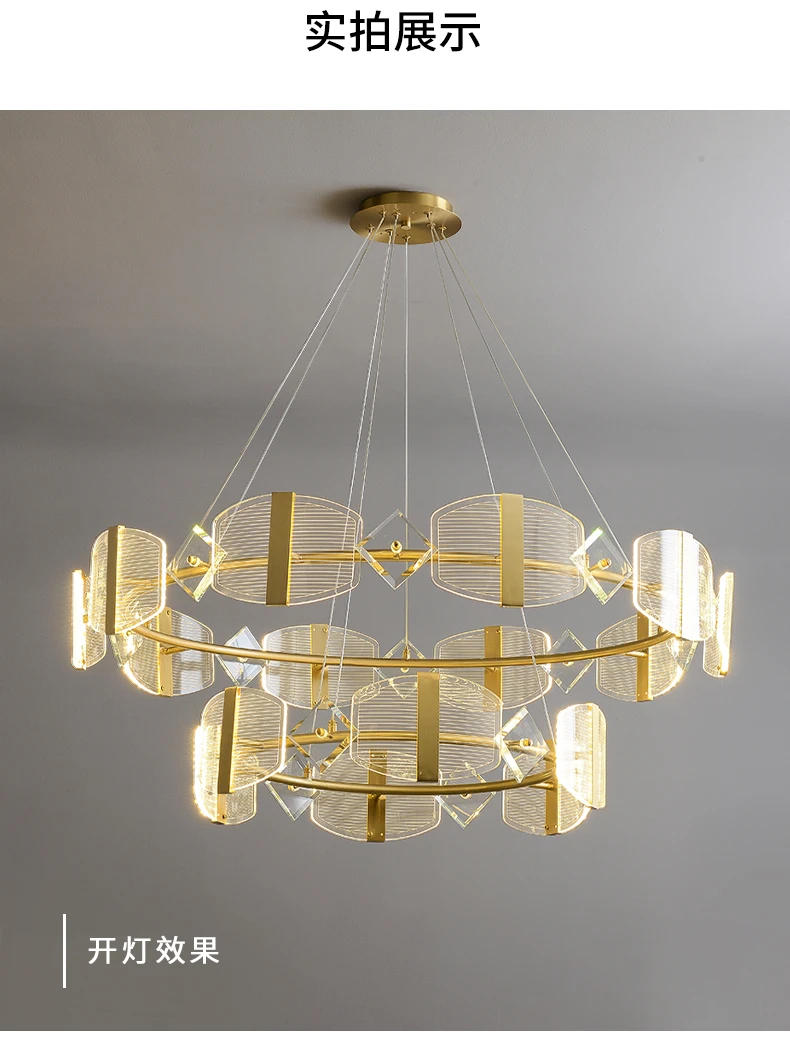 

Postmodern light luxury pure copper living room lamp creative round bedroom study restaurant simple led lighting