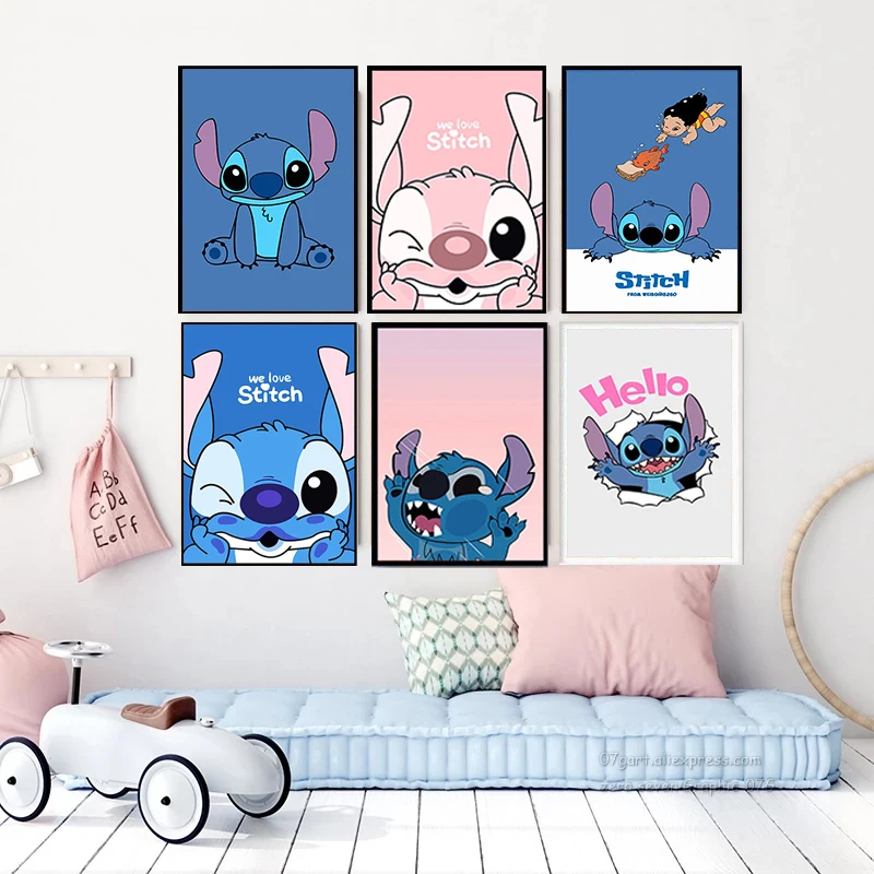 

Disney Lilo & Stitch Anime Canvas Paintings Cartoon Posters and Prints Cuadros Wall Art Pictures for Kid Bedroom Home Decor