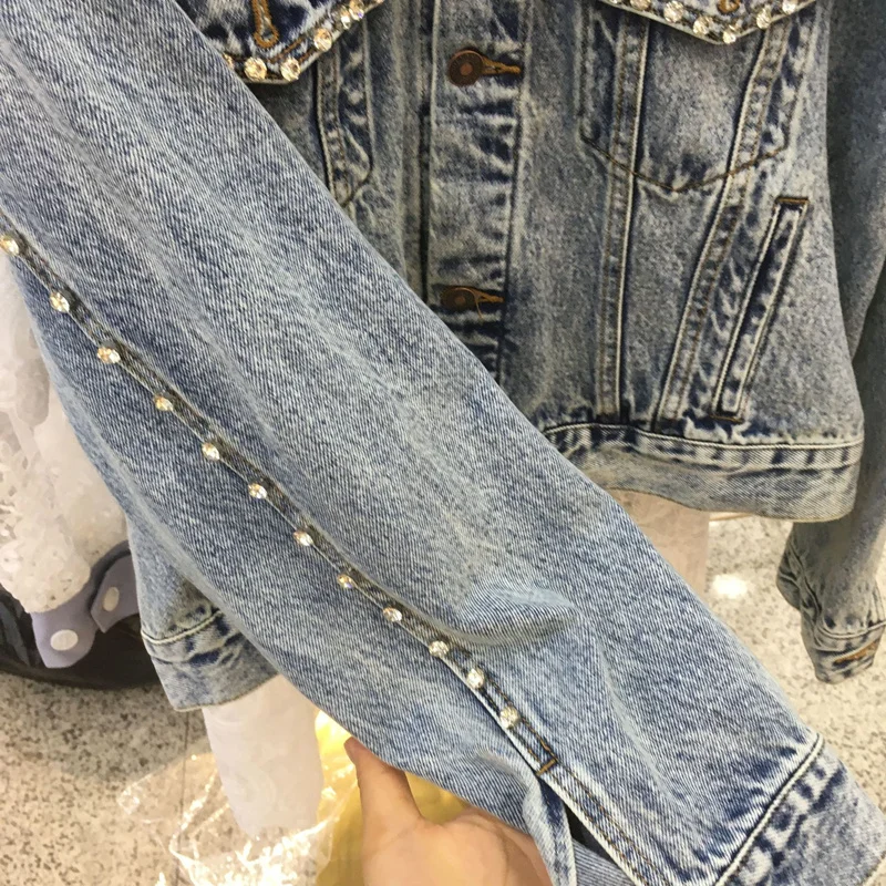 

Streetwear Style Denim Jacket Korean Tassel Water Wash Loose Chaquetas Mujer Coat Long Sleeve Outerwear Jacket Women Veste Femme