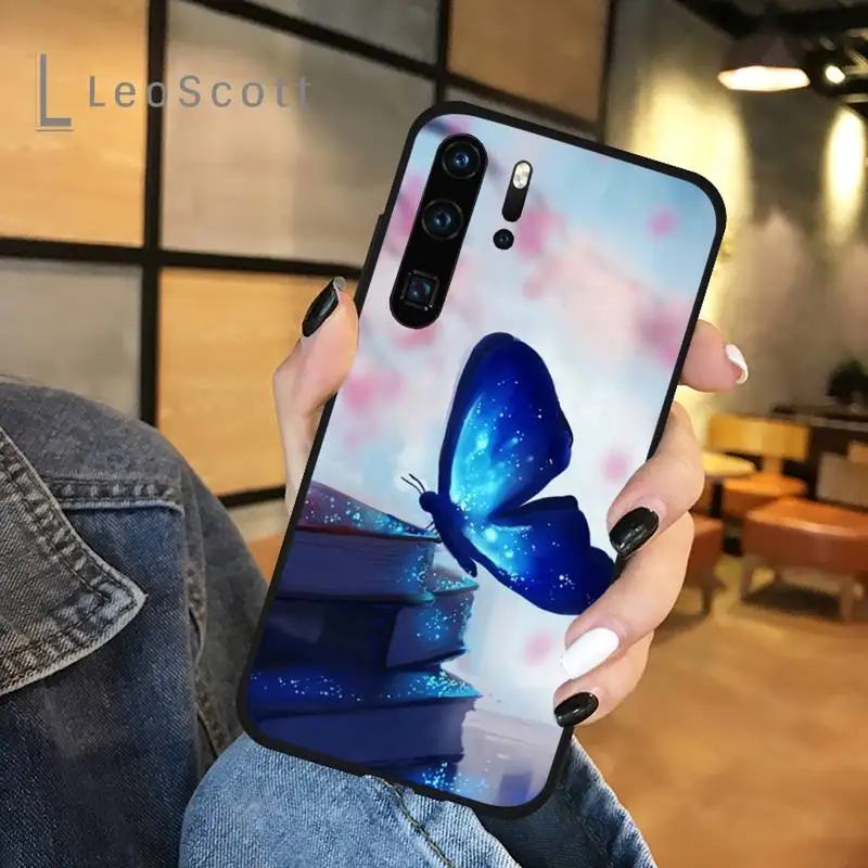 

Beautiful butterfly shiny animal Phone Case For Huawei honor Mate P 9 10 20 30 40 Pro 10i 7 8 a x Lite nova 5t cover funda coque