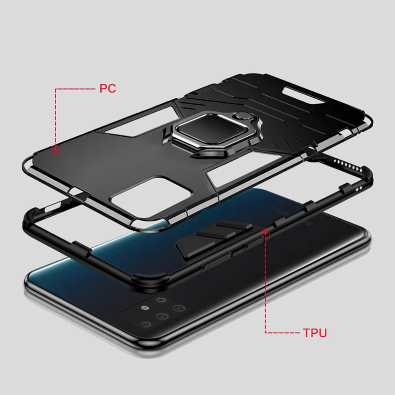 Металлический магнитный чехол с кольцом-держателем для Samsung Galaxy M31 M21 M11 A31 A41 A51 A71 A30
