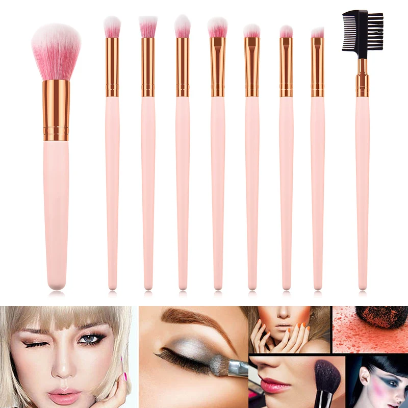 

2019 9pcs Fine Makeup Brush Soft Smooth Beauty Makeup Tools Powder Blush Fan Double-sided Brush