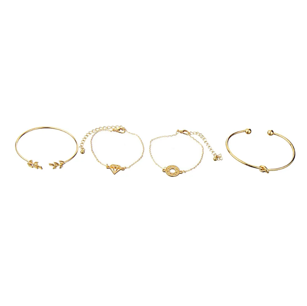 Модный Элегантный женский Браслет манжета из сплава с кристаллами и розами 4 шт.