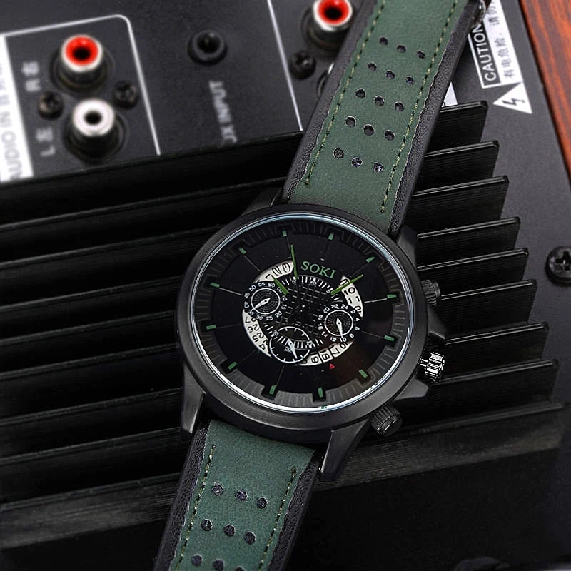 

Uhr Luxus Modnlichen Business Kalender Lederband Qualitt Gtel Analog Quarz Casual Mens Datum Uhr
