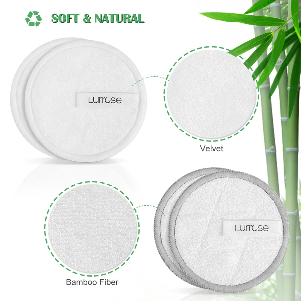 

Lurrose 18PCS/pack Reusable Makeup Removal Facial Body Cotton Cosmetics Remover Pads with Headband Storage Bag