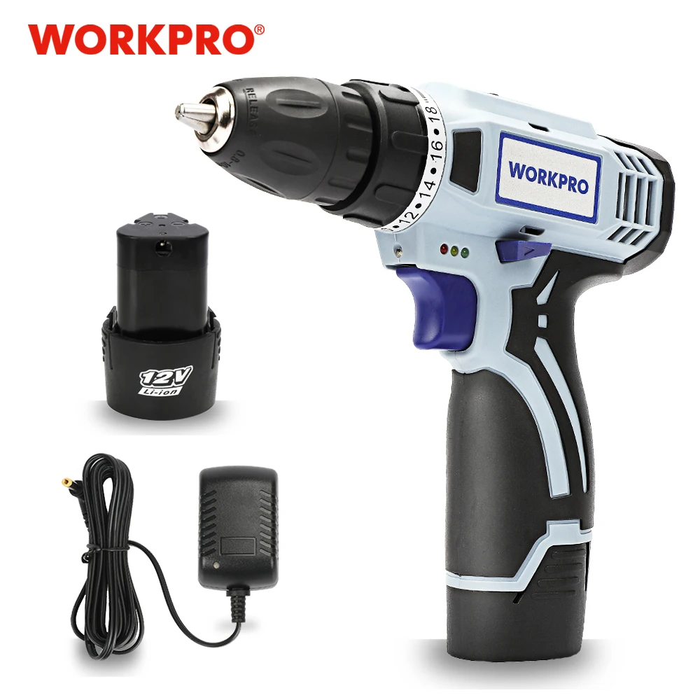 WORKPRO 12V Аккумуляторная дрель электрическая отвертка Мини Беспроводной Мощность