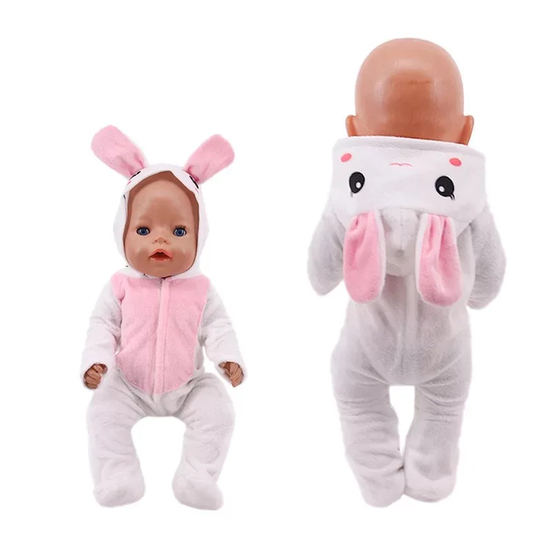 

2021 New Baby New Born Fit 18 inch Doll Clothes Accessories Bunny Pink Cat Clothes Suit For Baby Birthday Gift