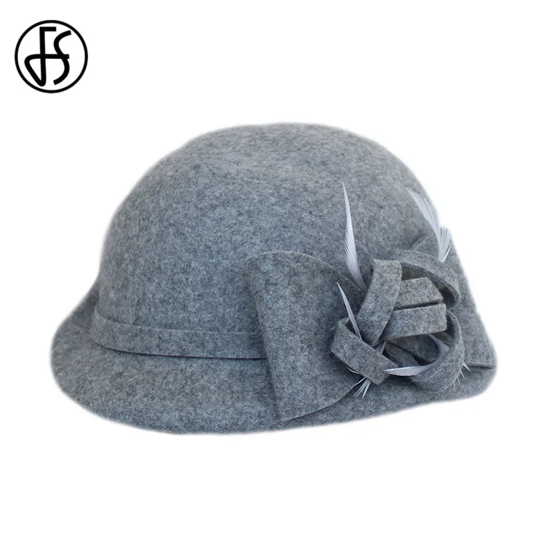 Женская шерстяная шляпка-федора FS черная или красная шляпка с вуалью цветочным