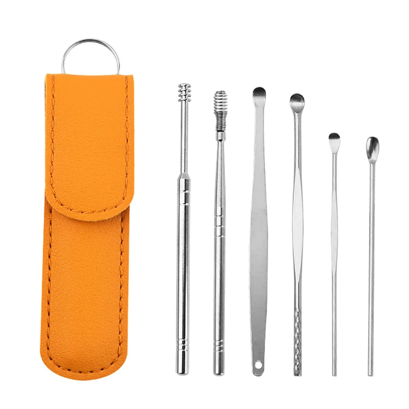 

6Pcs Ear Cleaner Wax Removal Tool Earwax Remover Earpick Sticks Curette Earpick Ear Cleanser Spoon Health Care