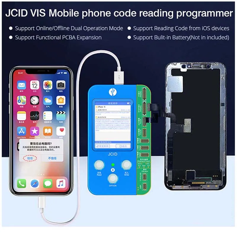 

JC V1S Photosensitive Original Color Touch Shock Battery Fingerprint Serial Number Programmer for iPhone 7 8 P XR XS 11 Pro Max