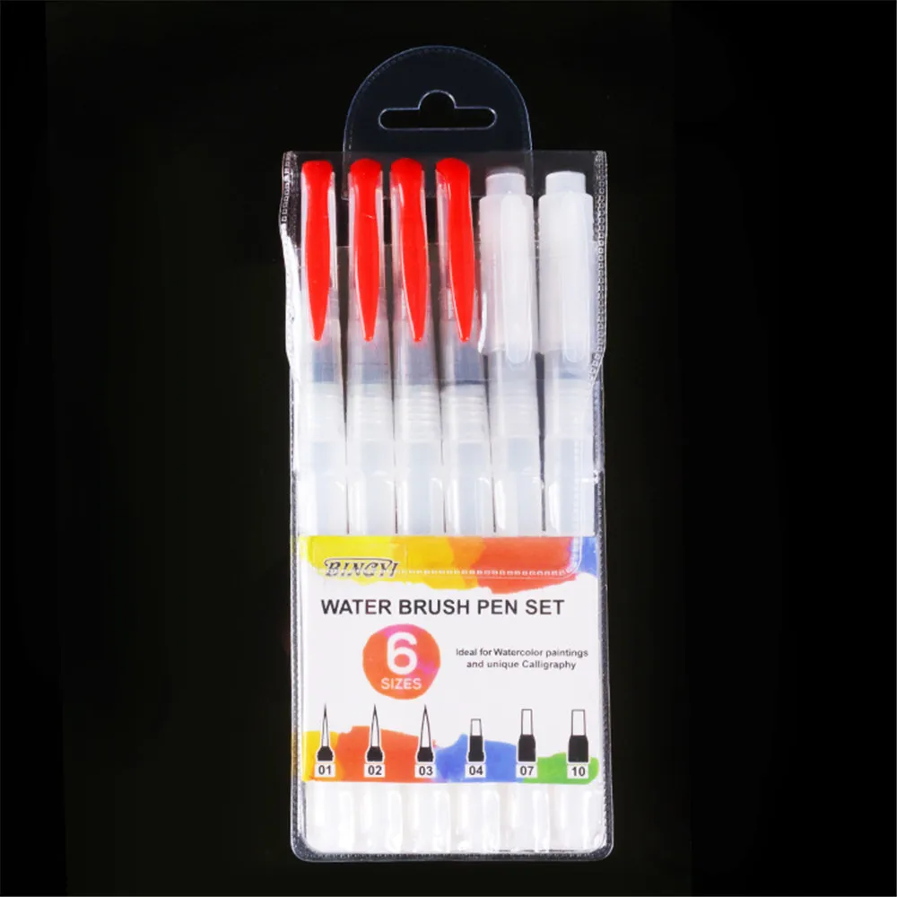 

6 Pcs/set Water Color Brush Pencil Portable Paint Brush Soft Watercolor Brush Ink Pen for Painting Drawing Art Supplies