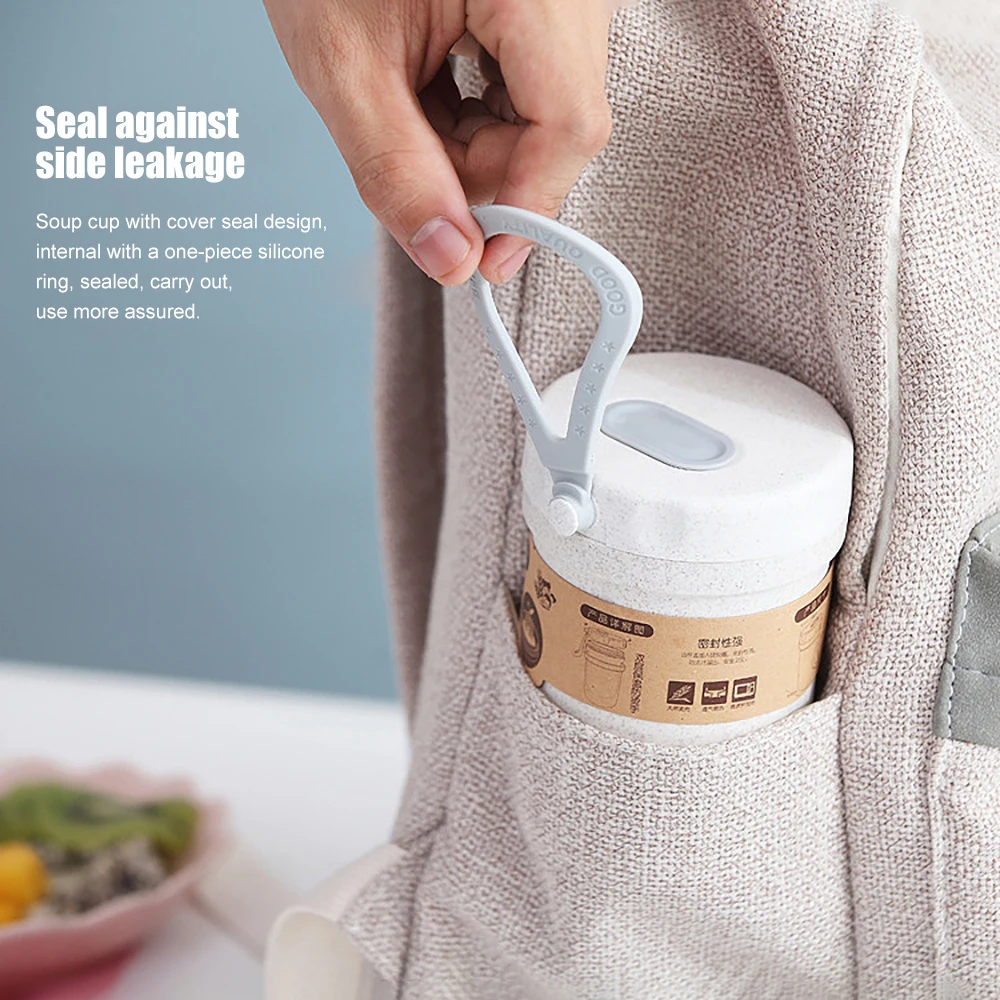 Здоровый материал пшеничная соломенная герметичная чашка для супа с крышкой