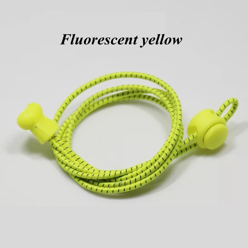 Fluorescent yellow Elastic Shoelaces Reflective Round Shoe laces No Tie Kids Adult Safety Stretching Lock Shoe lace Sneakers Quick Lazy laces - Цвет: Fluorescent yellow