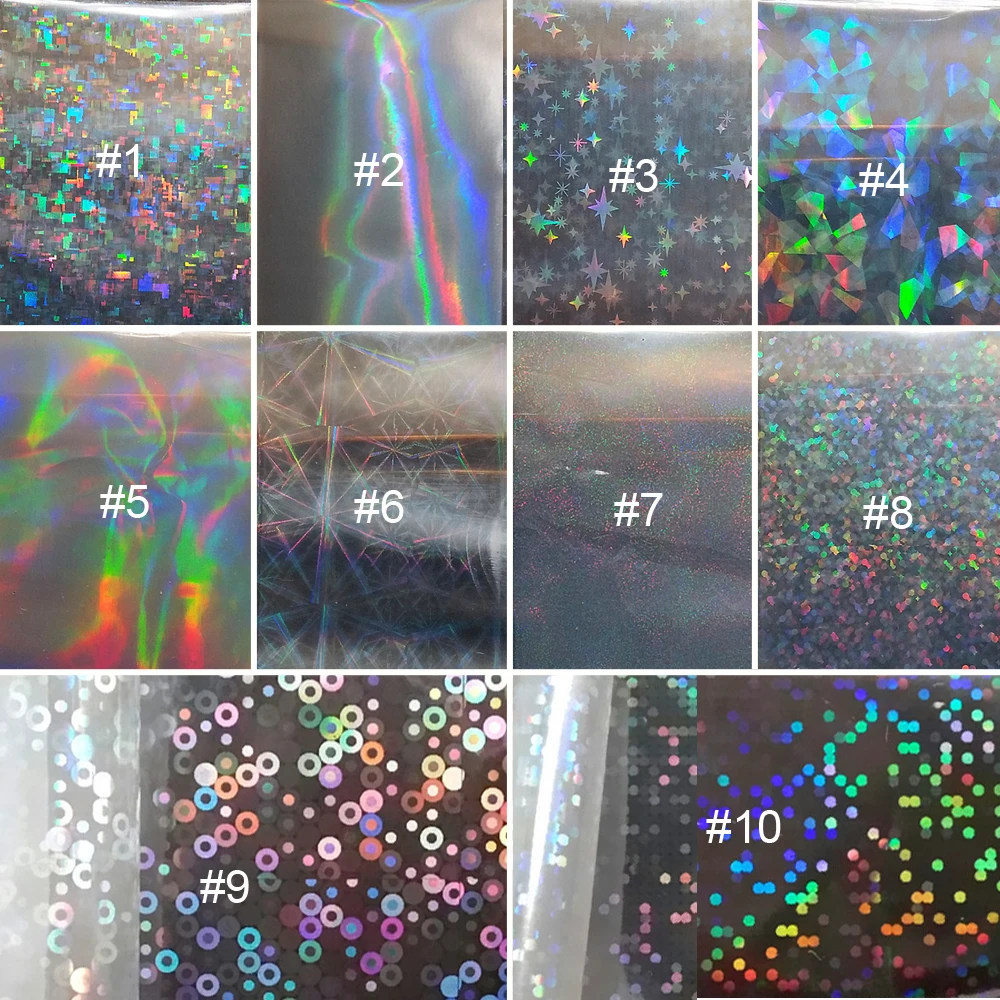 10 шт. Голографическая фольга для ногтей 50 см | Красота и здоровье