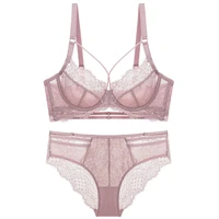new design sexy push up floral lace ultra thin bra set transparent bra panty set