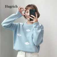 2020 womens kawaii ulzzang vintage college loose clouds sweater female korean punk thick cute loose harajuku clothing for women