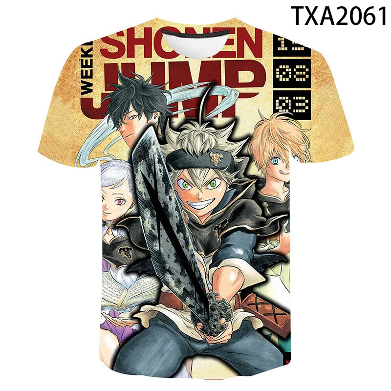 

2021 Classic Anime Black Clover 3d Printed T-shirt Unisex Summer Fashion Casual Harajuku Short Sleeve Hip-hop Round Neck Tops