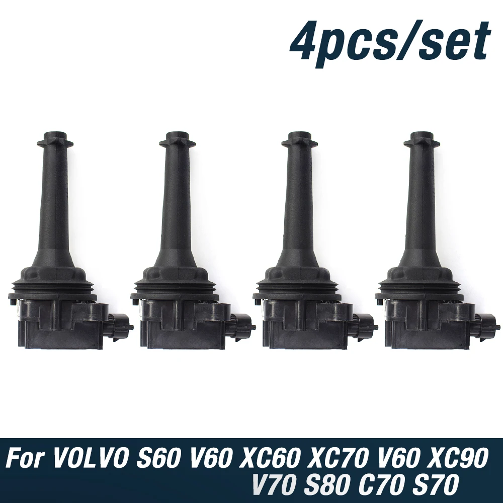 4 шт. катушки зажигания для VOLVO S60 V60 XC60 XC70 XC90 V70 S80 C70 S70 2.3L 2.4L 2.5L 2.9L 30713416 9125601 UF341