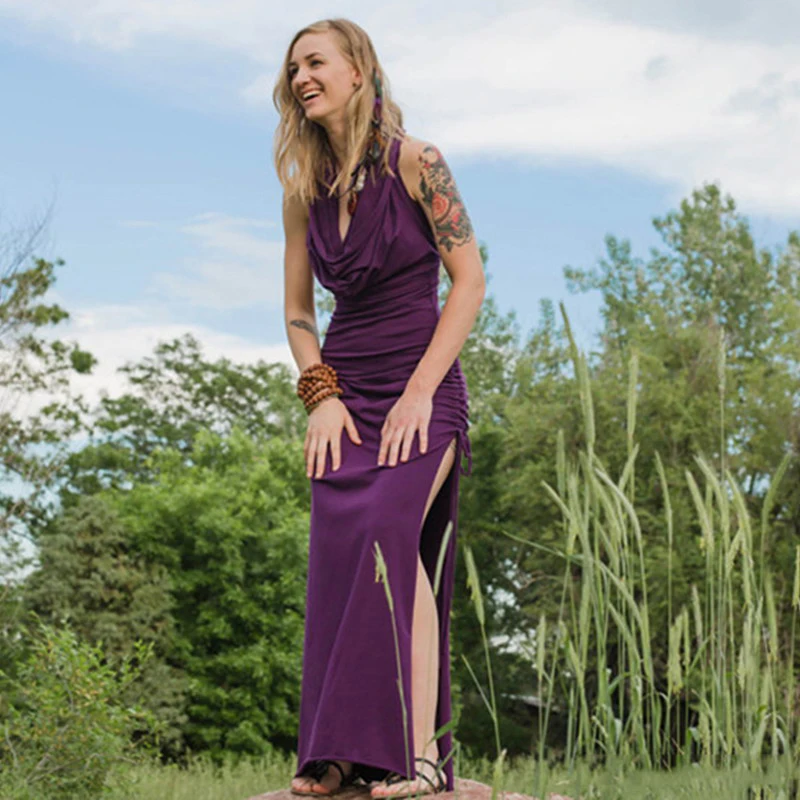 

Umeko Maxi Dress Sexy Sleevess Backless Dress Vintage Gothic Purple Long Hooded Dress Bodycon Elegant Dress Summer 2019 Elbise