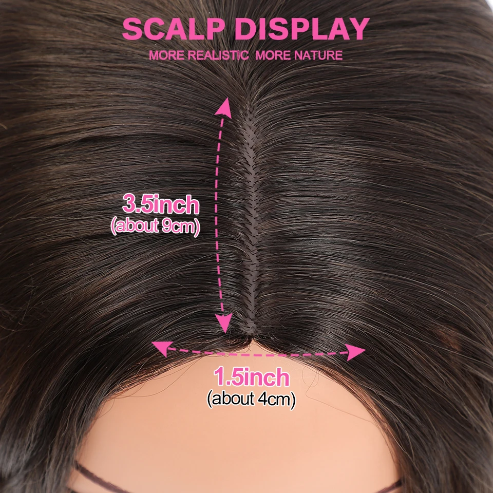 

Beauebony Synthetic Wigs Ombre Brown Long Black Blonde Curly Hair Light Woman Wigs Middle Part Cosplay Natural Heat Resistant