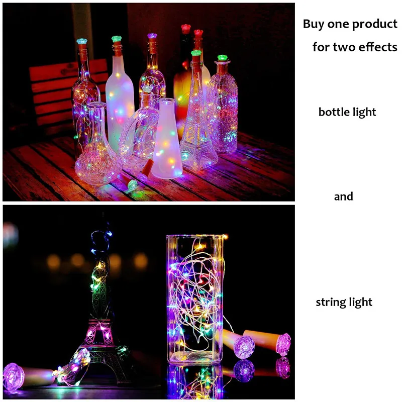 RGB Бутылка вина свет пробки Форма Открытый гирлянда светодиодные гирлянды лампы для свадебного украшения Сказочный свет Рождественские принадлежности для дома сад - Испускаемый цвет: RGB