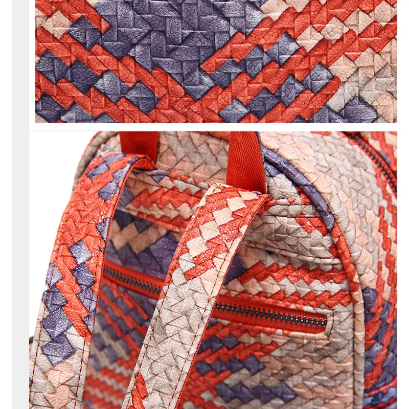 

Weave small backpack female fashion women backpacks korean style pu leather back pack for girl