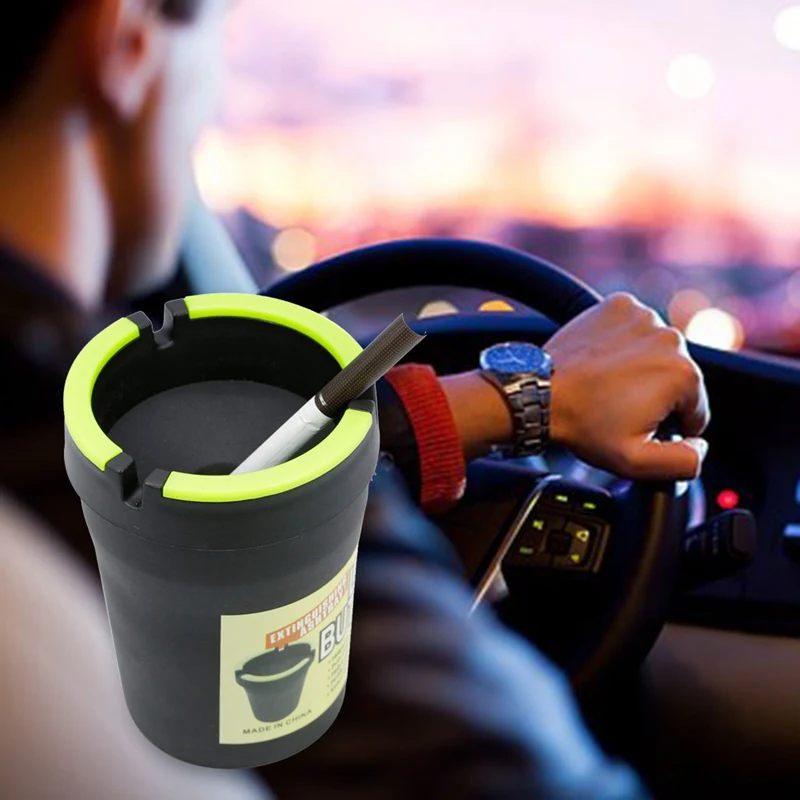 

1Pcs New Style Durable Asbak Emmer Auto Asbak Lichtgevende Emmer Fashion Ronde Asbakken Roken Sigaret plastic smokeless Asbak