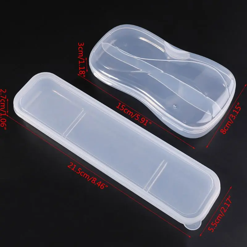 

Portable Transparent Plastic Tableware Case Spoon Fork Storage Box Cutlery Organizer Travel