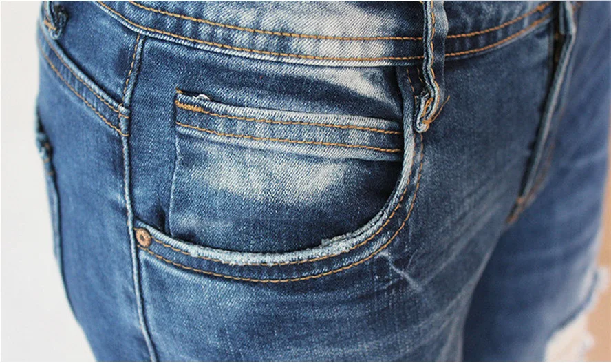 

Women's jeans elastic cotton hole Boyfriend pencil feet ripped jeans for women high waisted jeans patchwork jeans baggy jeans