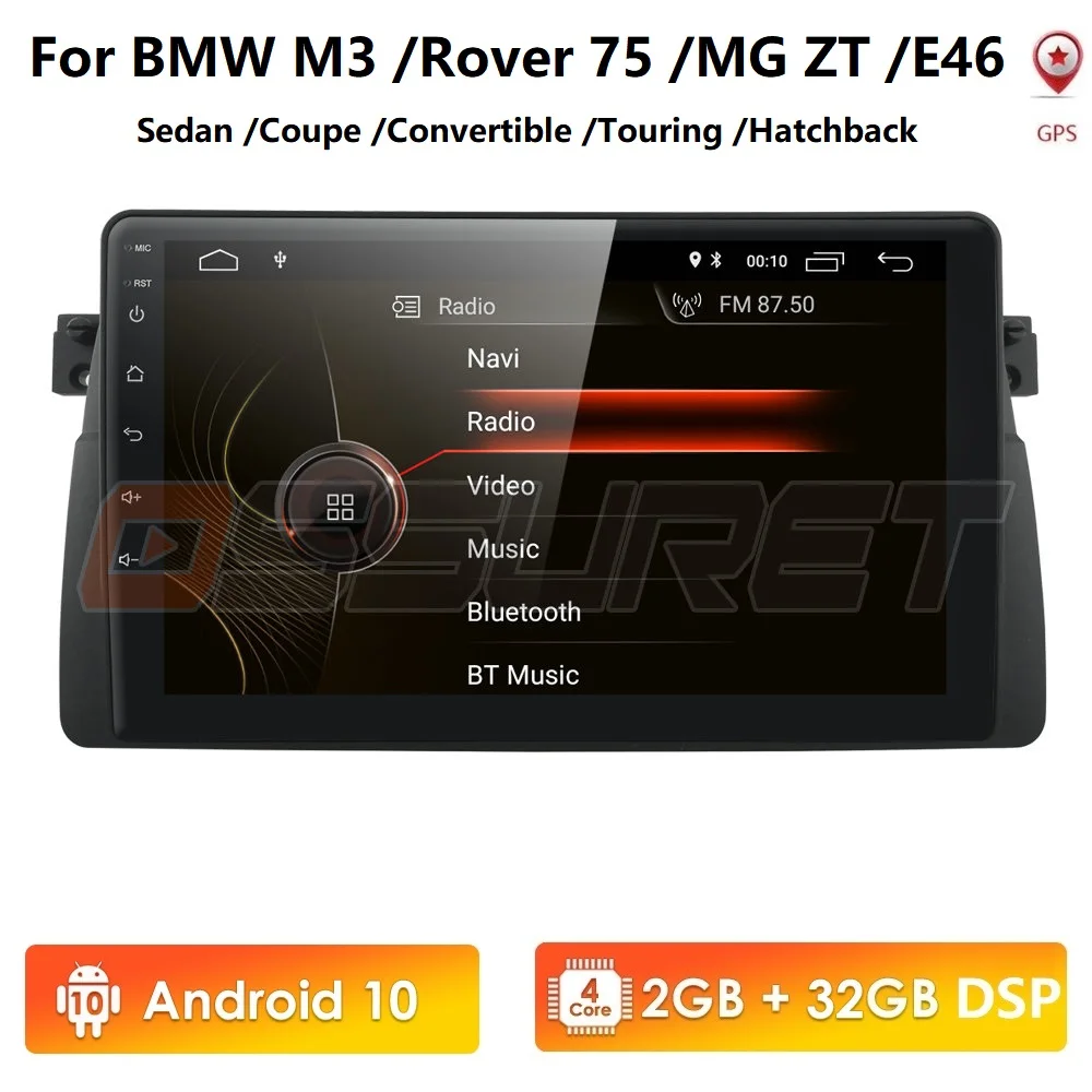 9 дюймовый Android 10 2G 32G автомобильный радиоприемник Gps для BMW E46 2000 2006 3 серии Rover 75 MG ZT
