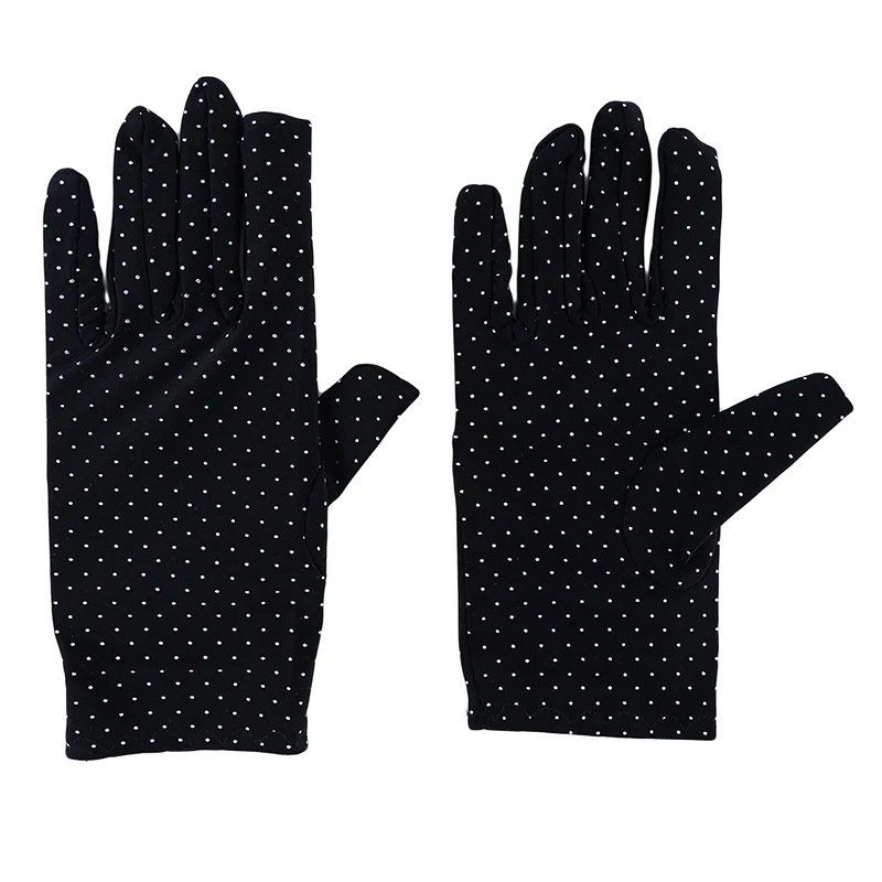 

Polka Dots Women Gloves Summer Spring Spandex Gloves Sunscreen Etiquette Fashion Short Glove High Elastic Thin Gloves