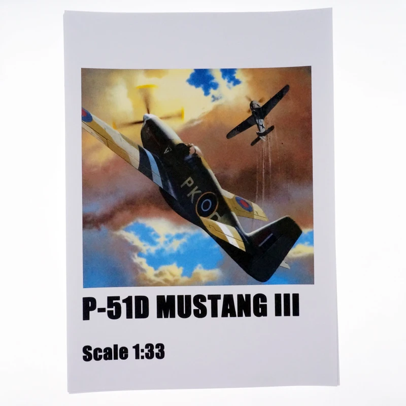 Модель горячей бумаги истребитель США P-51D MUSTANG III масштаб 1:33 3d модели-головоломки