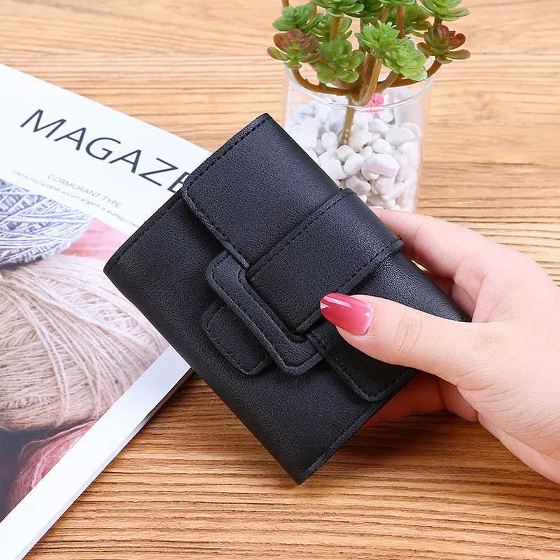 Black Женский кошелек, Модный маленький короткий кожаный кошелек, роскошный бренд, известный мини женский модный кошелек и кошелек, кредитный держатель для карт - Цвет: Black