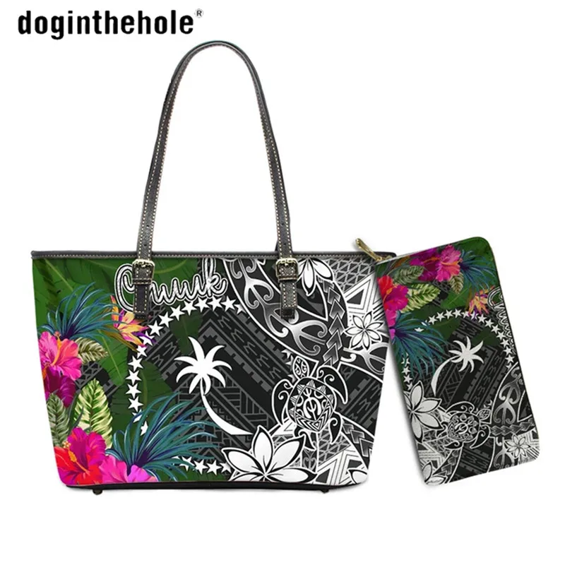 

Сумка Doginthehole для женщин Chuuk кокосовое дерево печать шоппинг сумка на плечо с кармашком для карт 2 шт. женский модный кошелек 2021