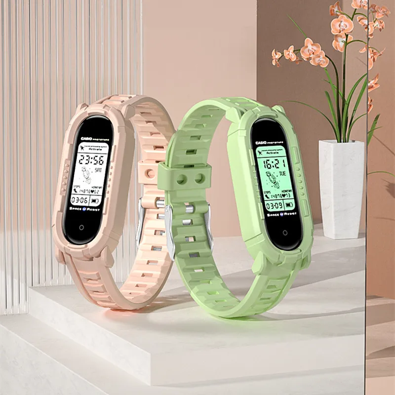 For Xiaomi Mi Band 6 5 4 3 Strap Clear Silicone Replacement Bracelet Pink Green Color Wristband Xiomi Mi6 Miband band6 Straps | Наручные