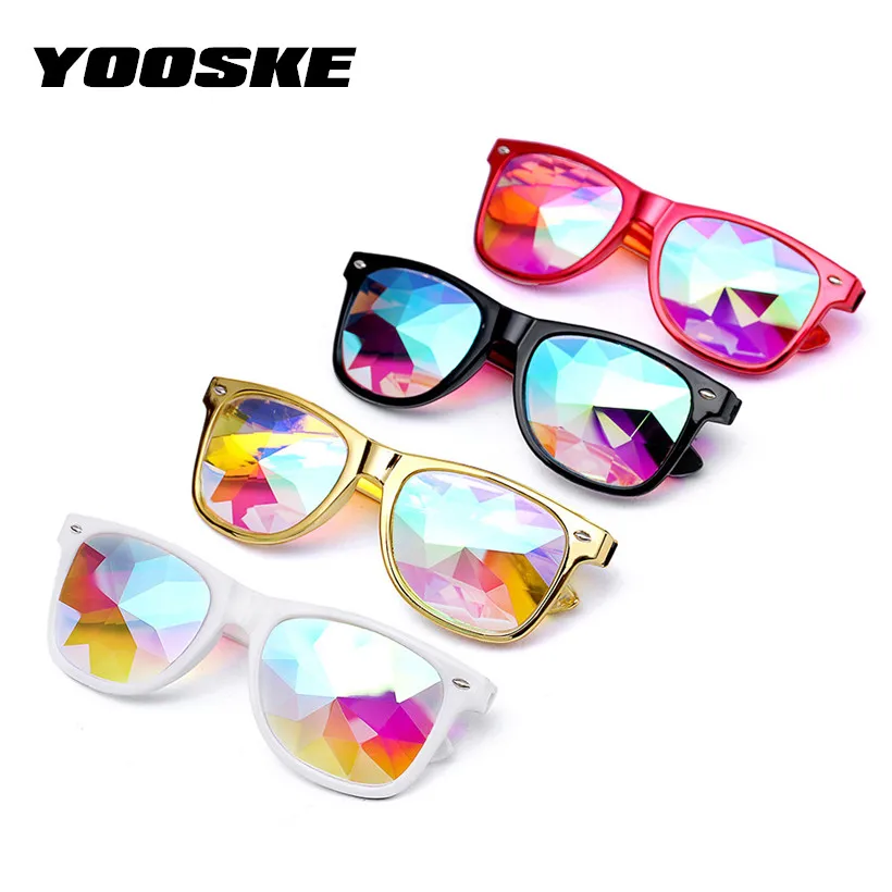 YOOSKE тренд калейдоскоп Glasse для женщин и мужчин Rave фестиваль солнцезащитные очки Косплей вечерние голографические солнцезащитные очки