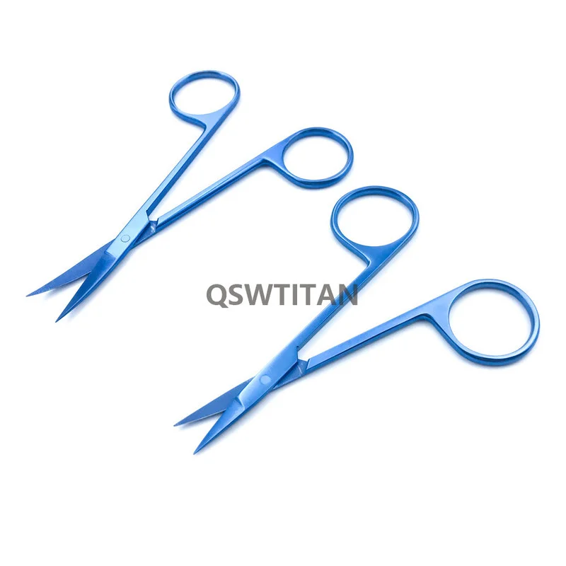 Титан Ножницы Для радужной оболочки 110 мм изогнутая/наконечник прямой глаз