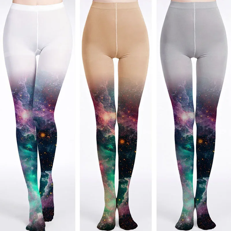 

New summer high waist pantyhose stockings women's thin stockings fashion catwalk fantasy starry sky stockings casual leggings