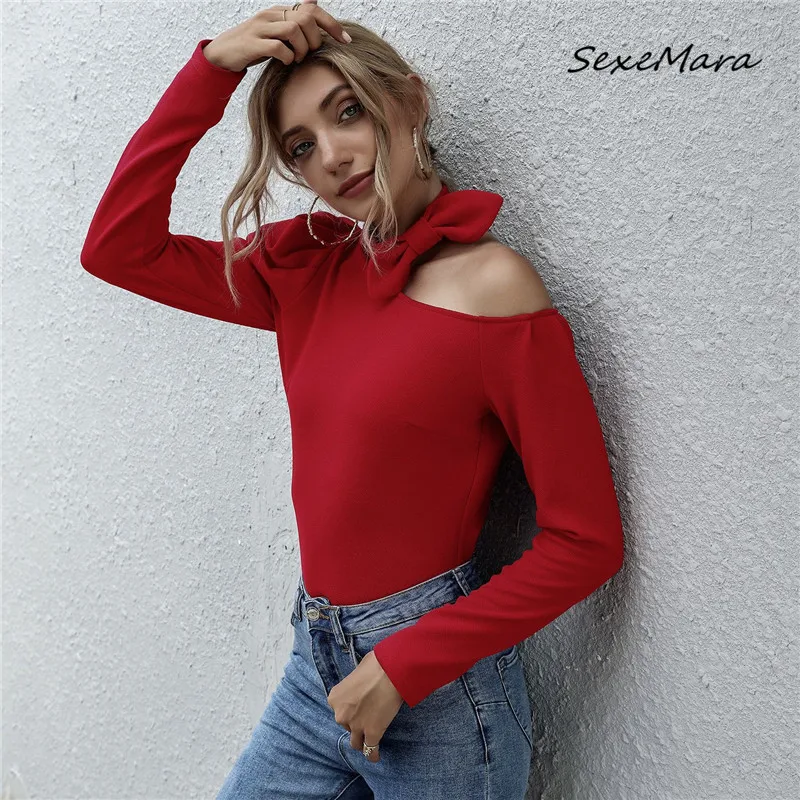 

New Arrival 2020 Women T-shirts Fashion Casual Off Shoulder Women Tops Irregualr Slim Tops